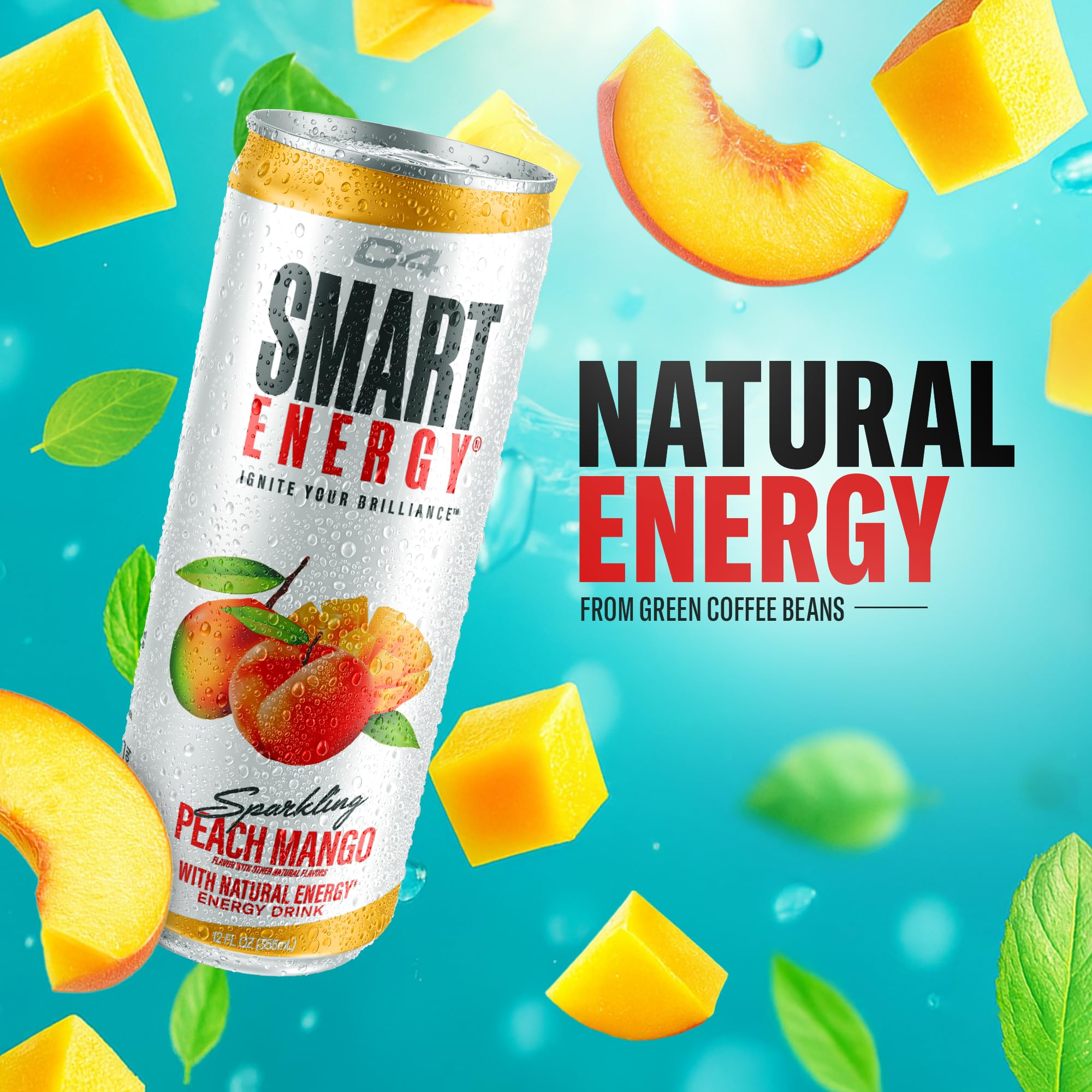 Cellucor C4 Smart Energy Drink ‚ Boost Focus and Energy with Zero Sugar, Natural Energy, and Nootropics - 200mg Caffeine - Peach Mango (12oz Pack