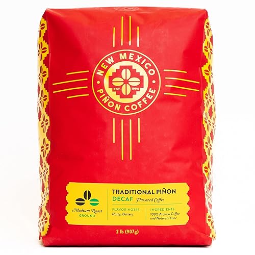 New Mexico Piñon Coffee Naturally Flavored Coffee (Traditional Piñon Ground Decaf, 2 pound)