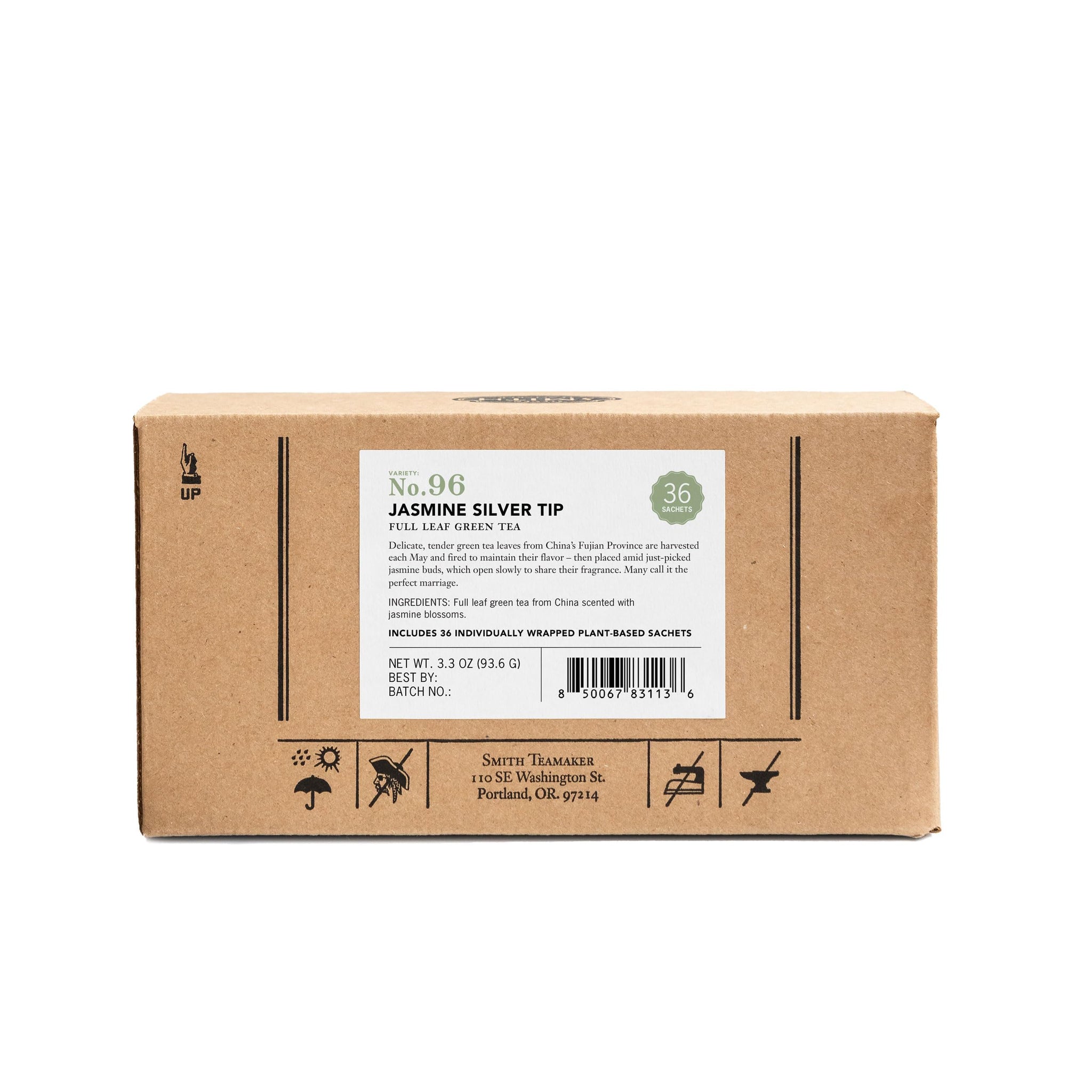 Steven Smith Teamaker Jasmine Silver Tip No. 96 Green Tea with Jasmine Blossoms, Caffeinated, Sugar-Free, Sustainably Grown, Full Leaf, Plant Based