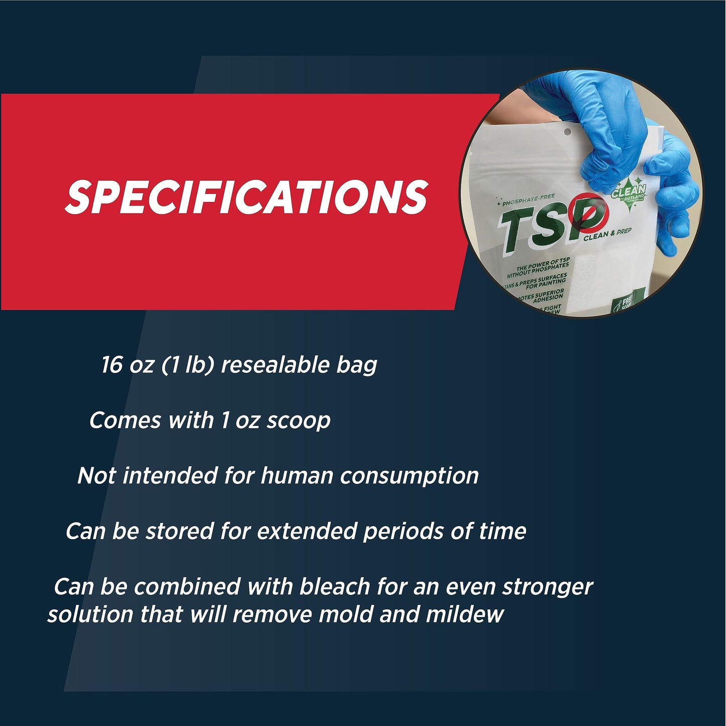 Rutland TSP-PF Clean & Prep, Phosphate-Free & Eco-Friendly All-Purpose Cleaner, 1 Pound Bag