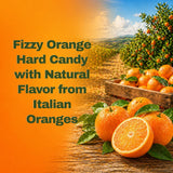 Sanniti Arancini Sparkling Candy, 6.17 oz (175g) Fizzy Orange Hard Candy with Natural Flavor from Italian Oranges, Product of Italy