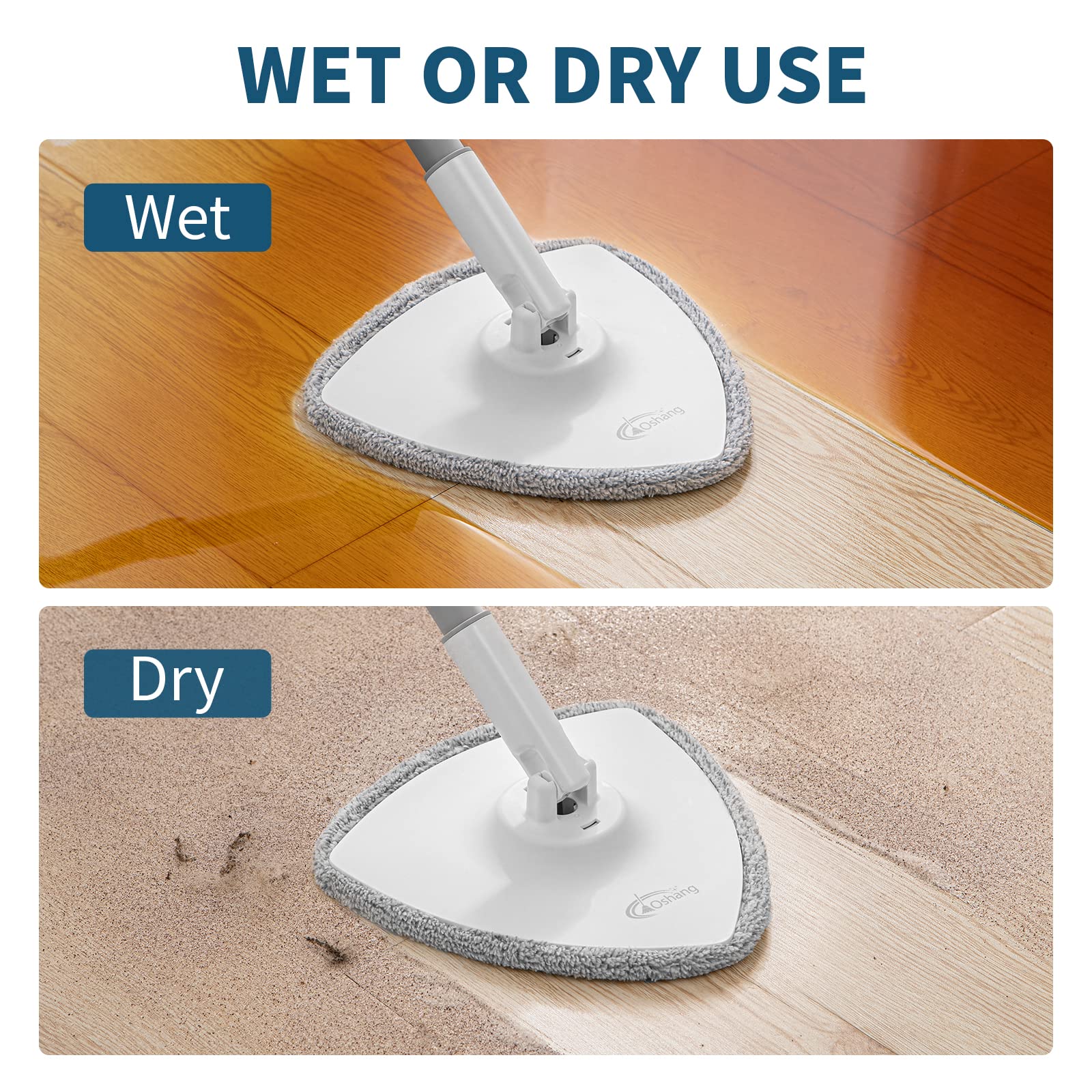 Oshang Spin Mop OG5 Mop Heads Pads Refill 2 Pack, Triangle
