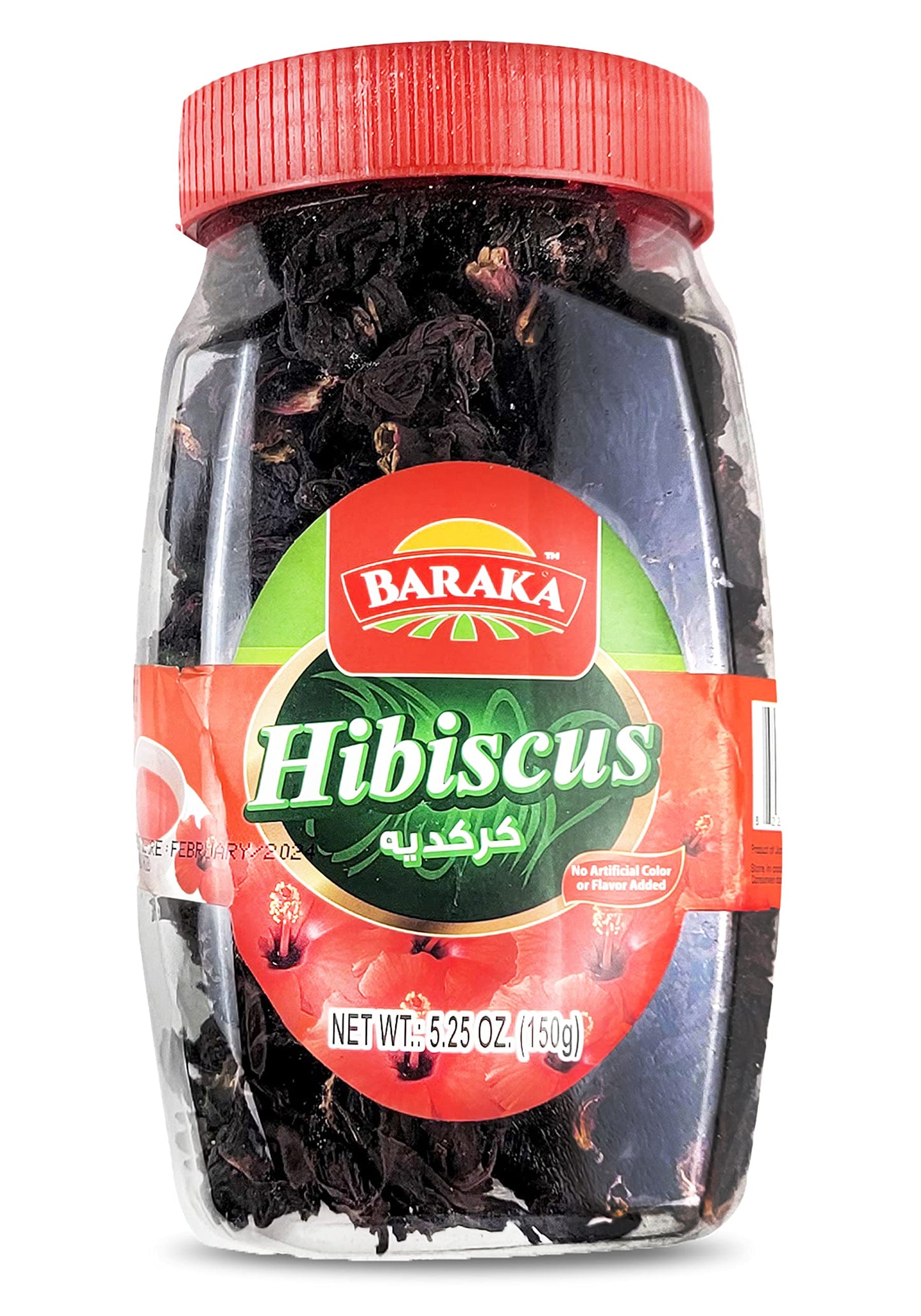 Baraka Hibiscus Tea Flower Leaves | Pure Loose Leaf Hibiscus Flower Petals in Jar | No Preservatives, No Additives, Natural Caffeine-Free Herbal Tea