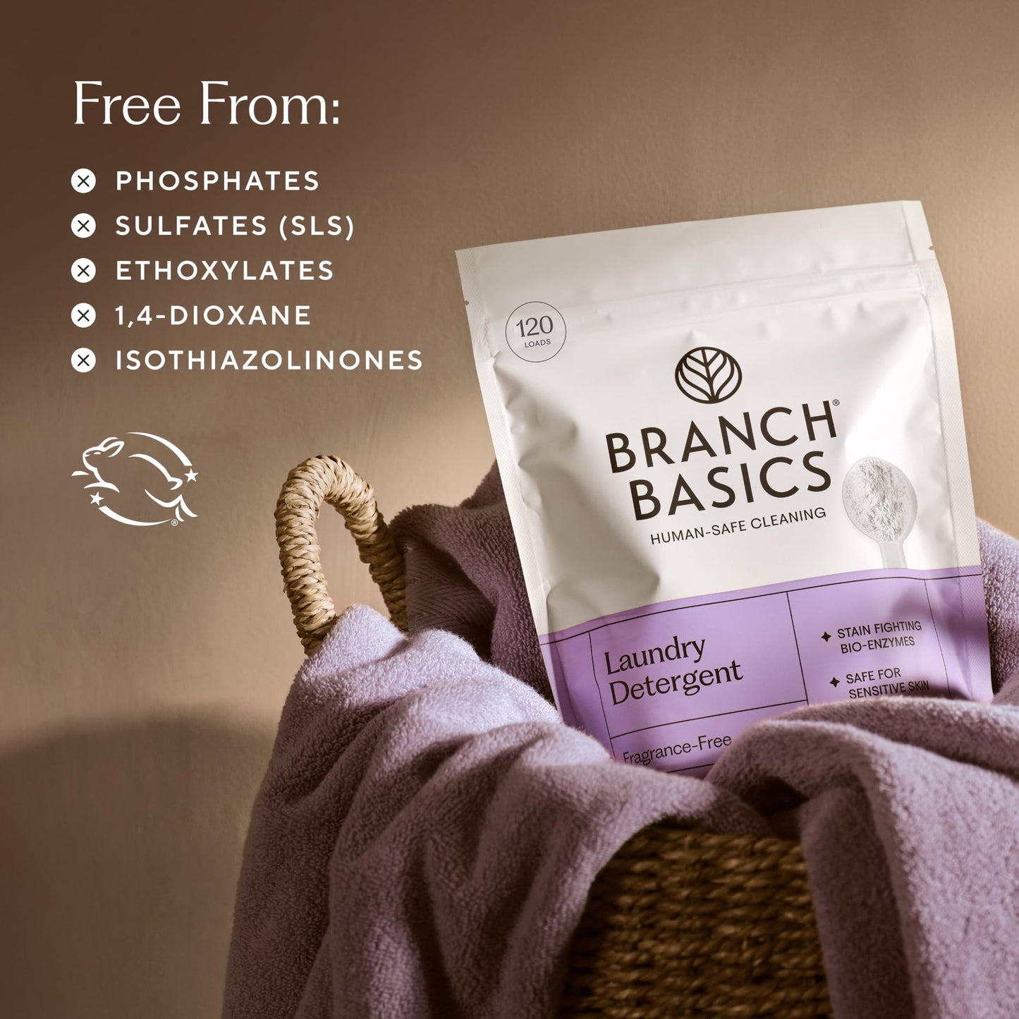 Branch Basics Laundry Detergent - 4lbs (120 loads) | Plant & Mineral-Based Formula | Lifts Stains & Removes Odor | Plastic-Free, Fragrance-Free & Safe