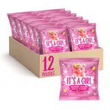 Its a Girl Candy | 12 Packs of Sour Gummies | Tutti Frutti Gummi Bears | Pink Candy for Baby Shower Favors | Gender Reveal Party Favors Individually