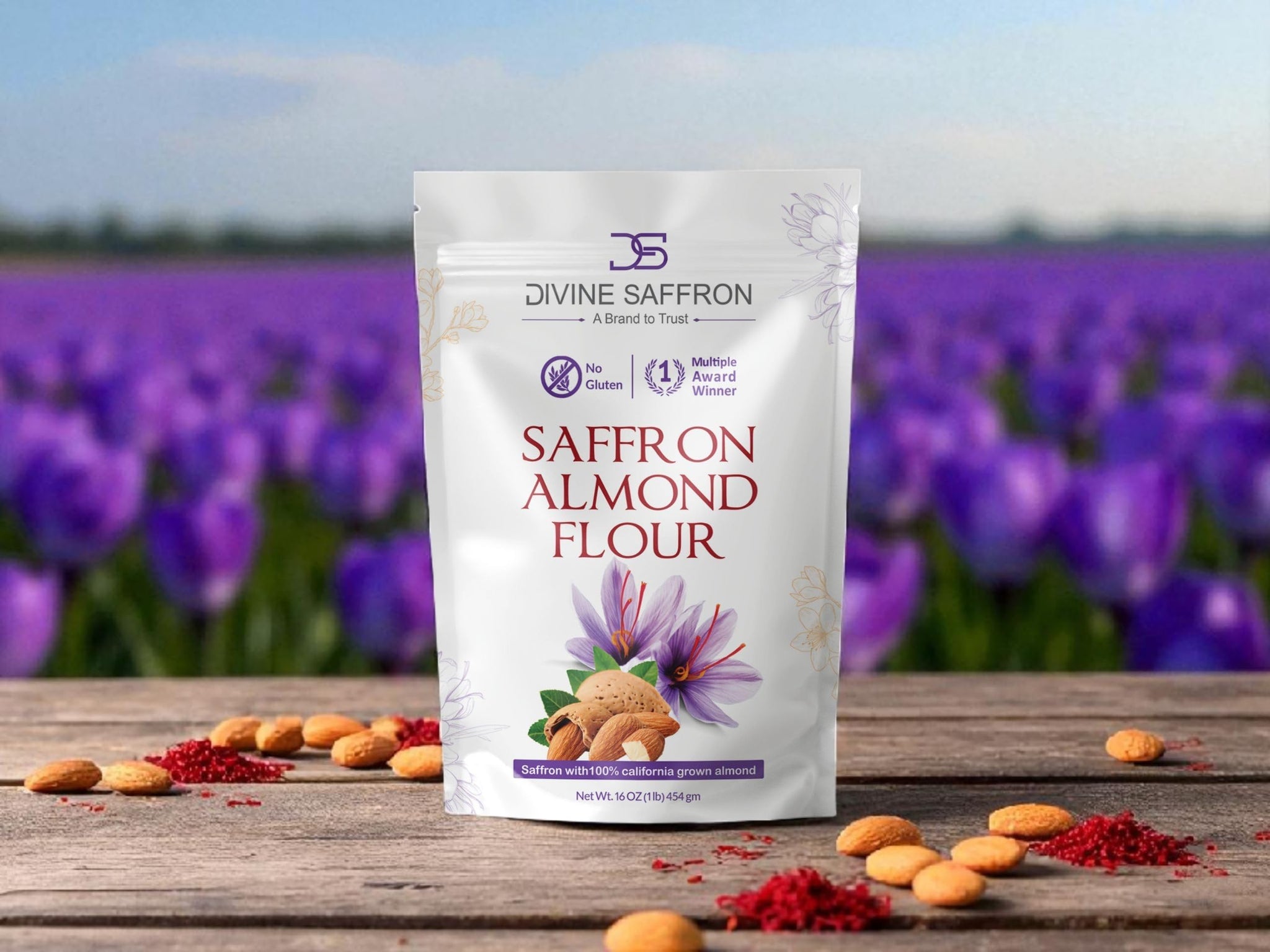 Divine Saffron - Premium Saffron Almond Flour | Gluten-Free, Award-Winning Blend | Made with 100% California Almonds & Pure Saffron | Perfect