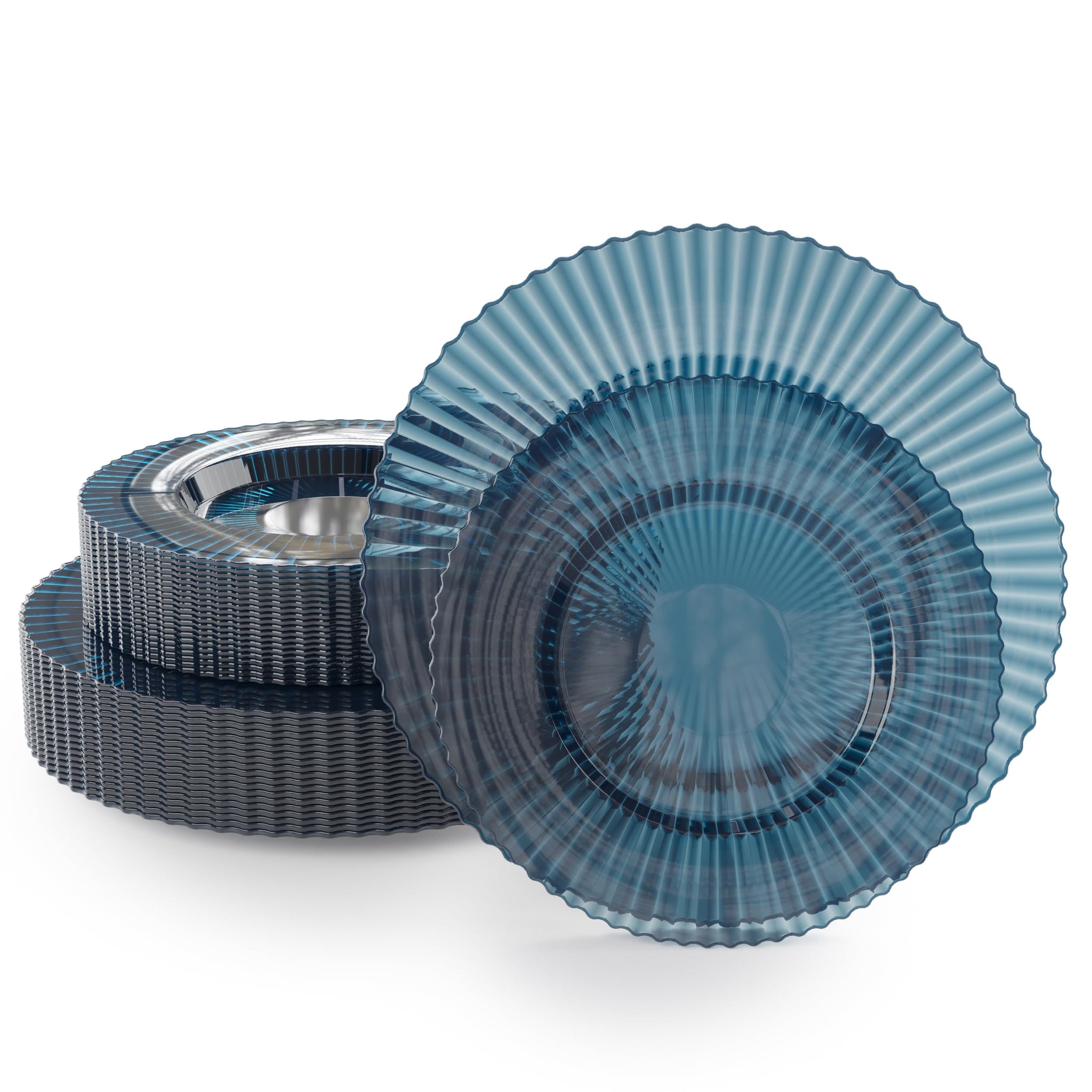 Exquisite 40 Piece Plastic Disposable Plates Set For 20 Guests I 20 X 9 Inch & 20 X 11 Inch Disposable Plastic Plates | Color: Blue | Great