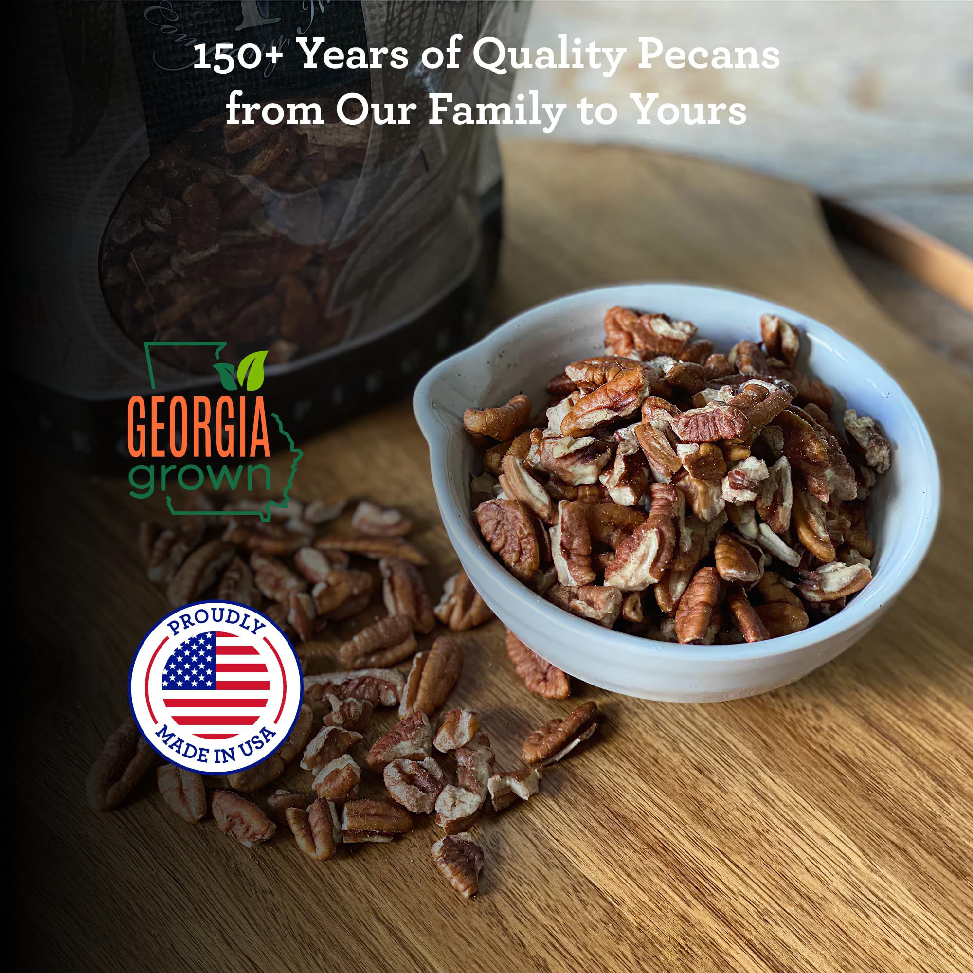 HUDSON PECAN COMPANY | Fresh Fancy Georgia Pecan Pieces | Local, Rich & Flavorful, Kosher Certified | Ideal for Baking, Cooking, Desserts, Salads