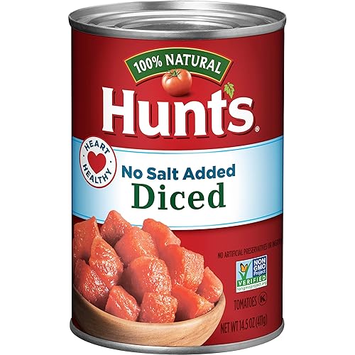Hunt’s No Salt Added Diced Tomatoes, Perfect for Chili & Soups, 14.5 oz. Can
