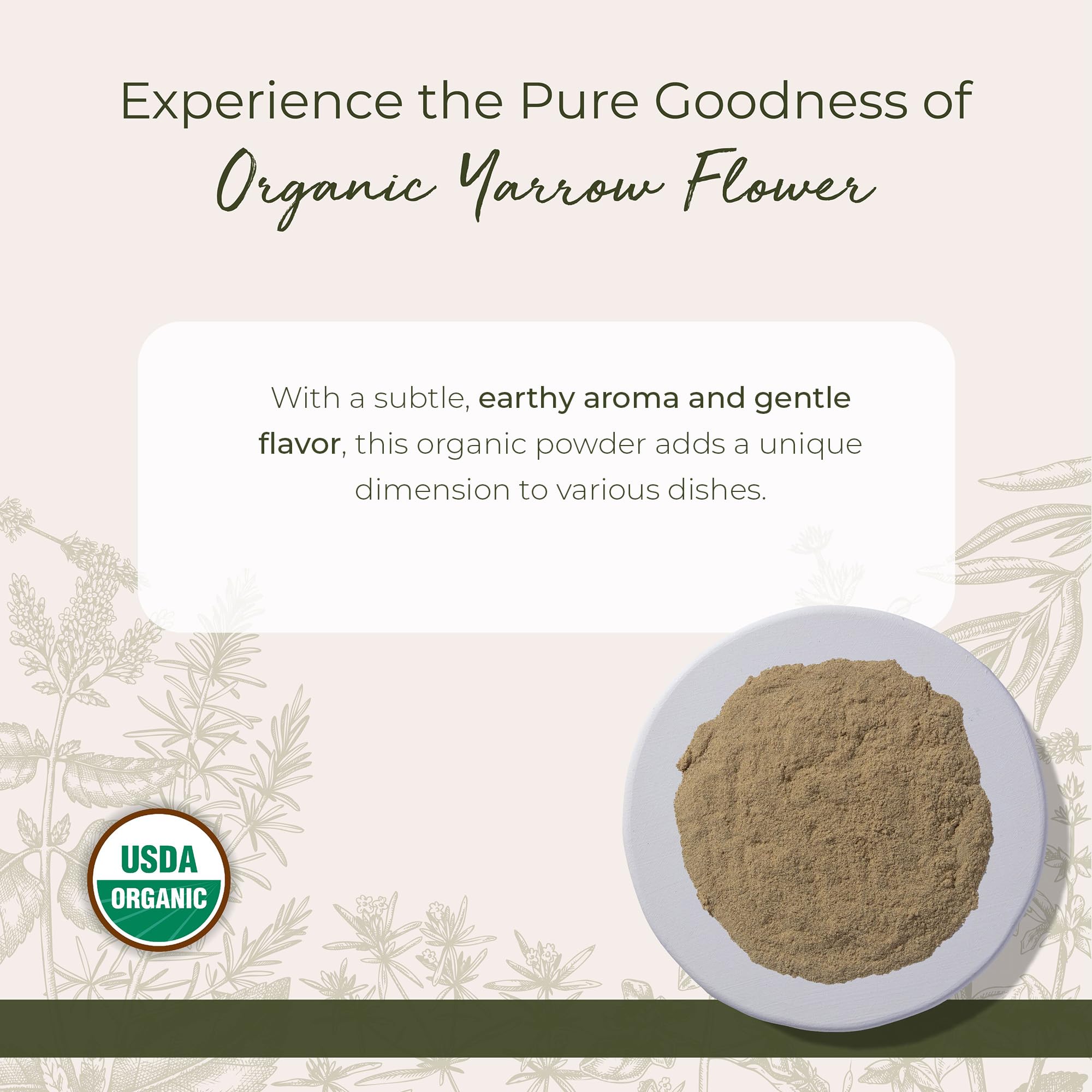 Starwest Botanicals Organic Yarrow Flower Powder - Dried Herb for Tea, Certified Kosher, Non-GMO - 4 oz Pouch