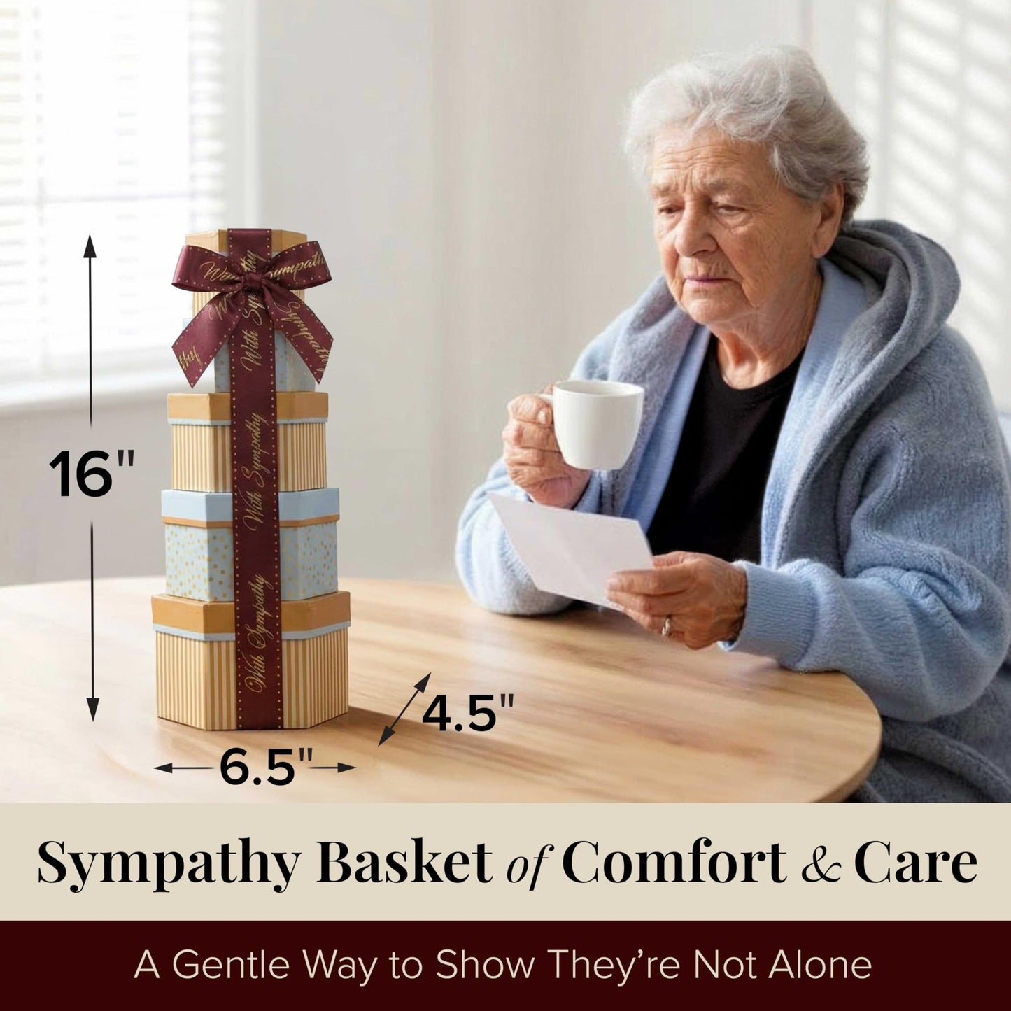 Broadway Basketeers Sympathy Gift Tower Box - Premium Snack Tower with Cookies, Sweets and Savory Treats - Thoughtful Individually Wrapped Kosher