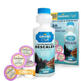 Grand Cafe - Keurig Coffee Machine Descaler and Cleaner Kit - 5 Uses per Bottle + 5 Cleaning Rinse Cups - Compatible with Keurig 2.0 & All
