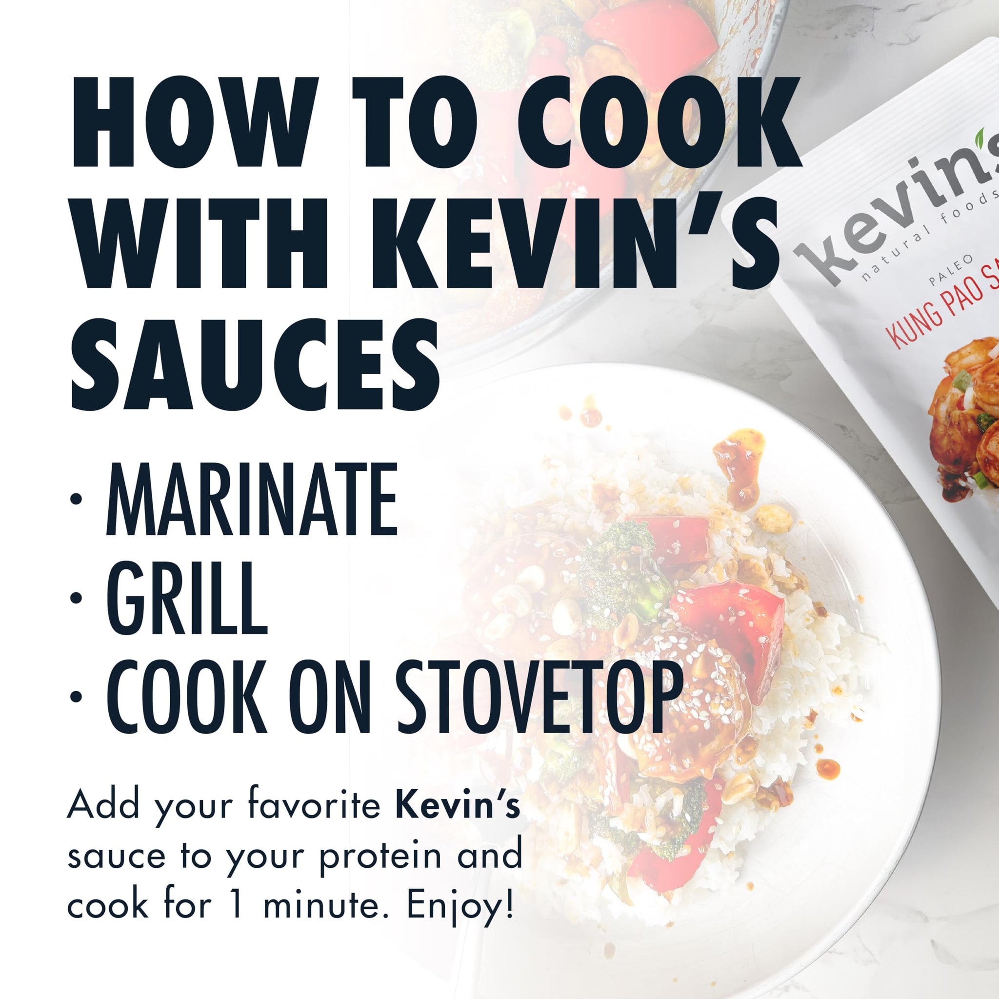 Kevin's Natural Foods Kung Pao Sauce - Keto and Paleo Simmer Stir-Fry Sauce, Gluten Free, No Preservatives, Non-GMO - 3 Pack