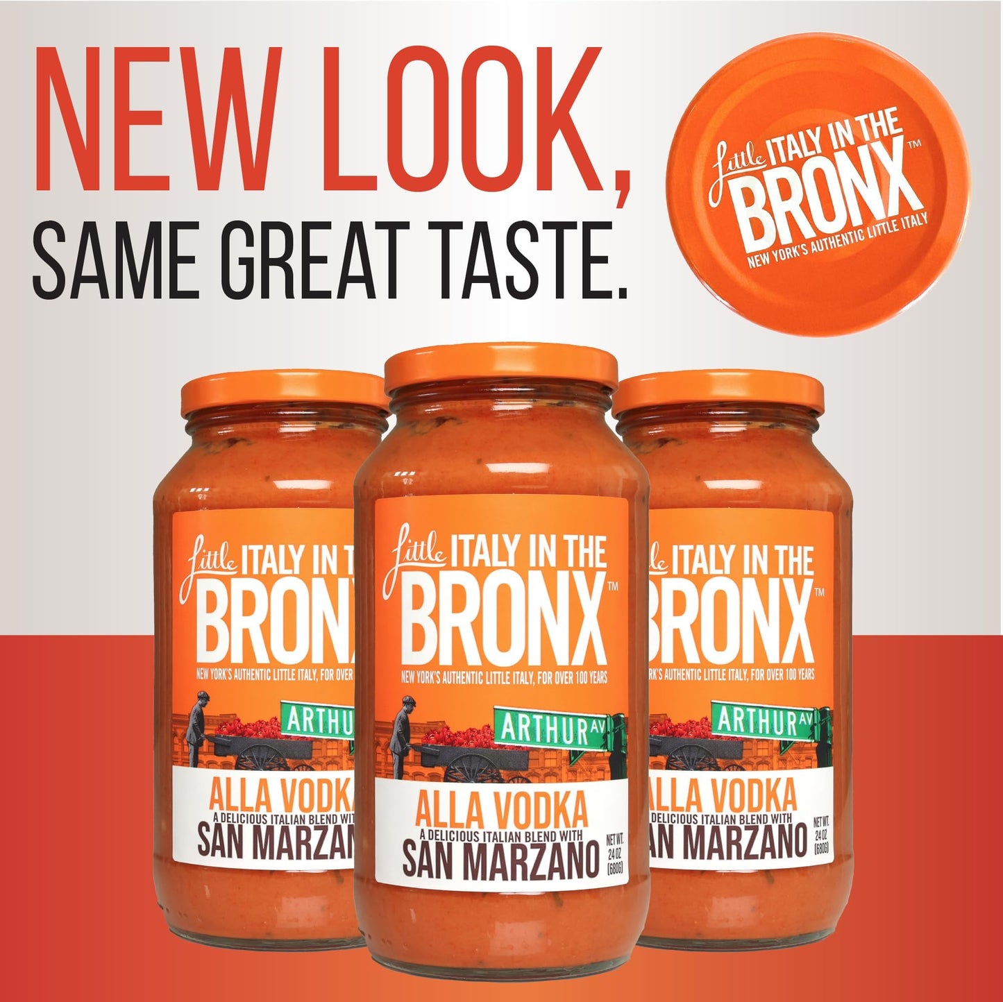 Little Italy Bronx Alla Vodka Sauce, No Sugar Added - 24 Oz (3-Pack)