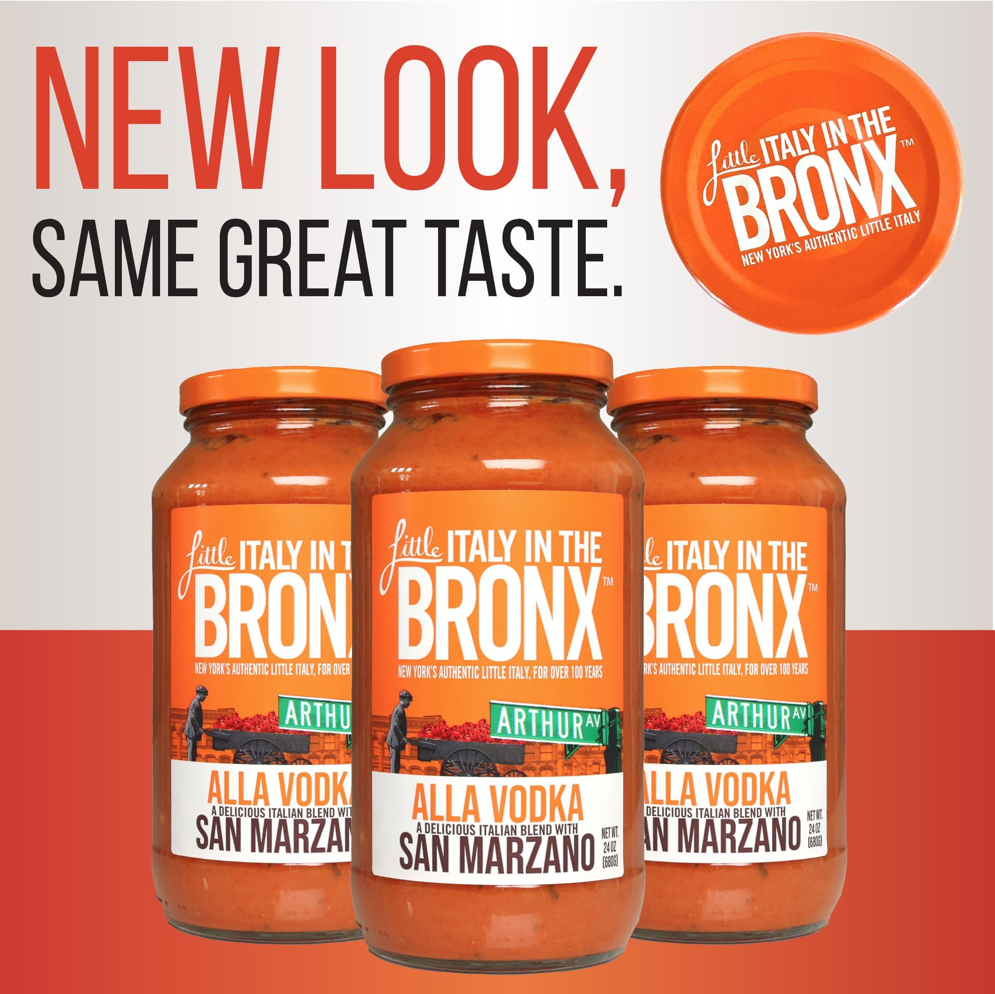 Little Italy Bronx Alla Vodka Sauce, No Sugar Added - 24 Oz (3-Pack)