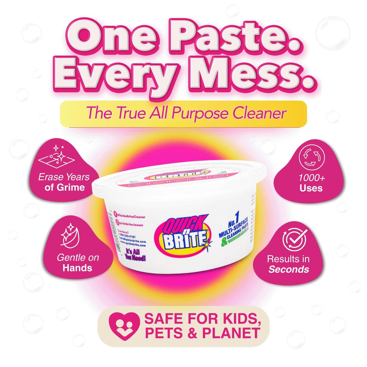 Quick 'n Brite All Purpose Cleaning Paste, True All Purpose Cleaner, Concentrated, 12 oz