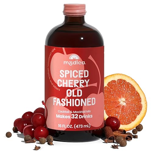 Modica Spiced Cherry Old Fashioned - Premium Non-Alcoholic Cocktail & Mocktail Mixer (32 Servings) Created by Award-Winning Mixologist