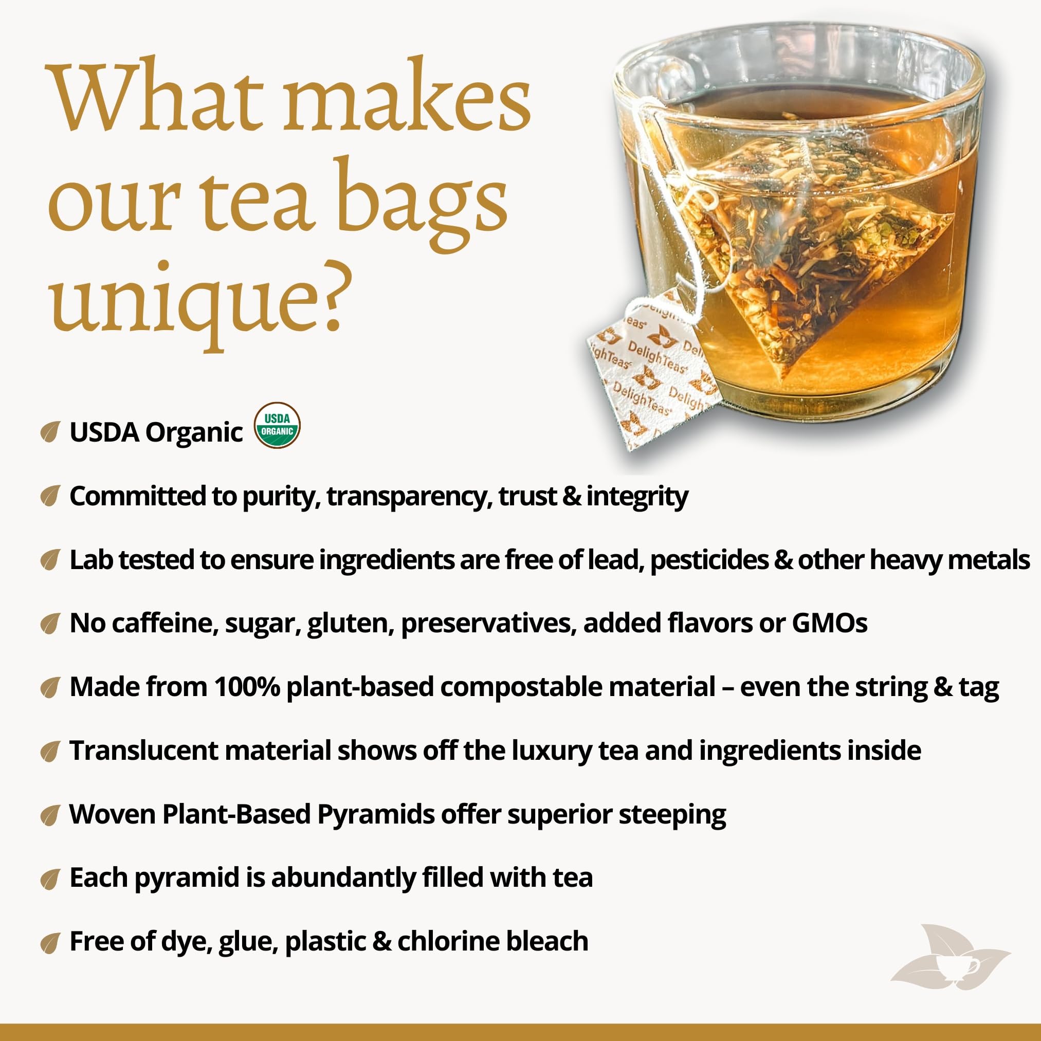 DelighTeas Organic Digest & Detox CCF Tea | Eco-friendly, Compostable Pyramid Tea Bags | Ayurvedic Cumin, Coriander, Fennel Tea | USDA Organic