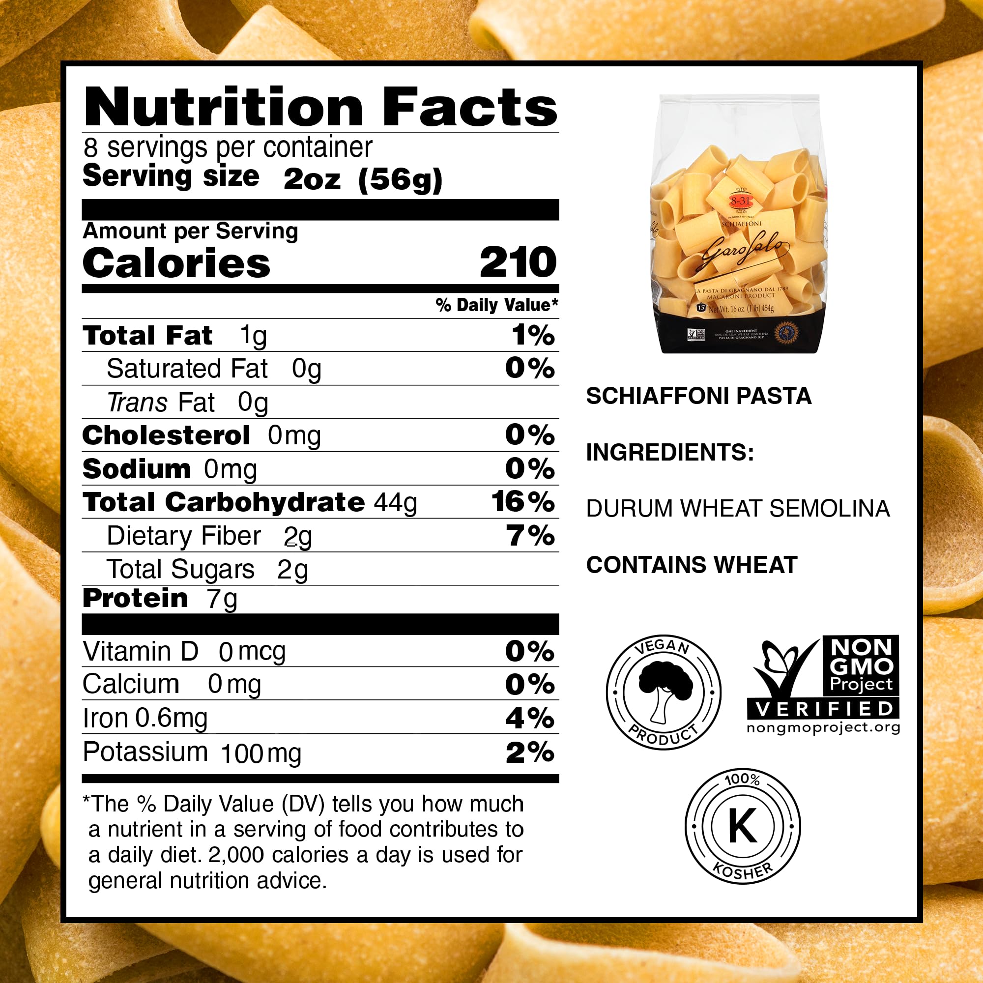 Garofalo - Premium Durum Wheat Semolina Schiaffoni Pasta, Italian Made, Bronze-Drawn, Al-Dente, One-Ingredient Pasta (2 pack)