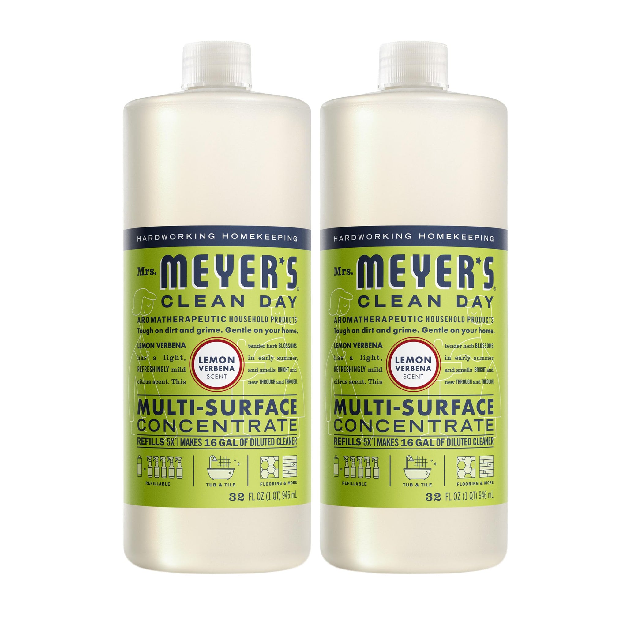Mrs. Meyer's Multi-Surface Concentrate Lemon Verbena, 32 OZ (Pack of 2)