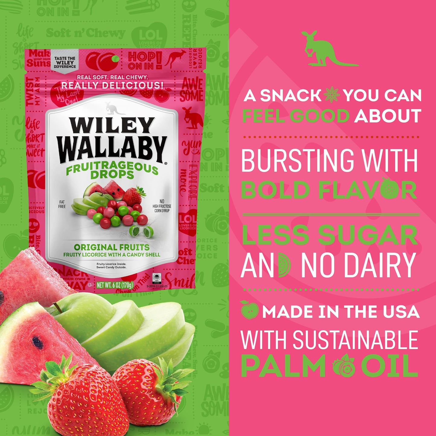 Wiley Wallaby Licorice Candy Drops | Sourrageous and Fruitrageous Drops | 6 Ounce | 2 Pack