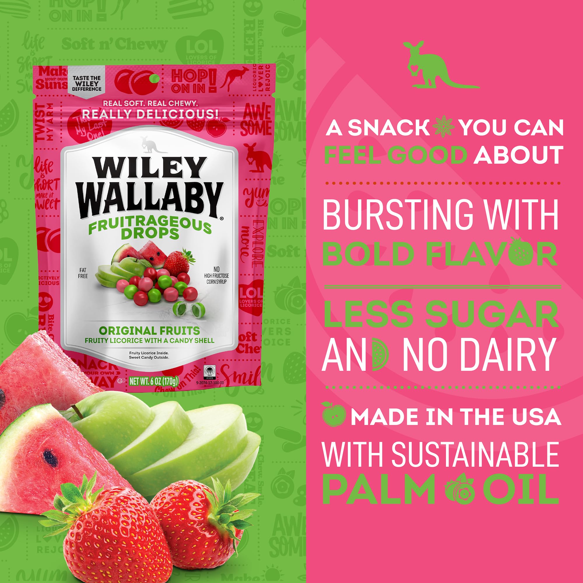 Wiley Wallaby Licorice Candy Drops | Sourrageous and Fruitrageous Drops | 6 Ounce | 2 Pack