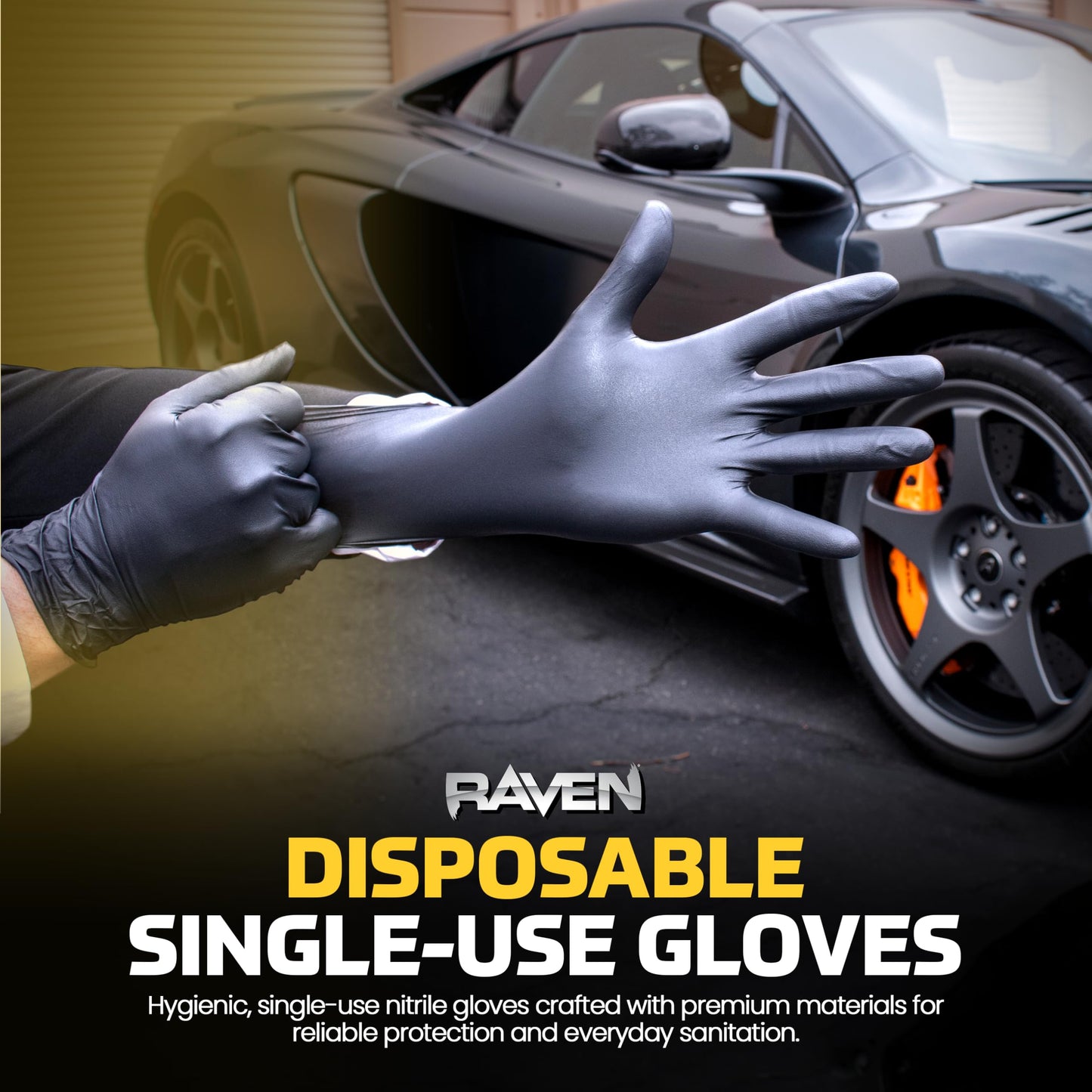 SAS 10 Pack 66519 Raven 7 mil Black Nitrile Disposable Gloves - X-Large (100 Gloves per Box)