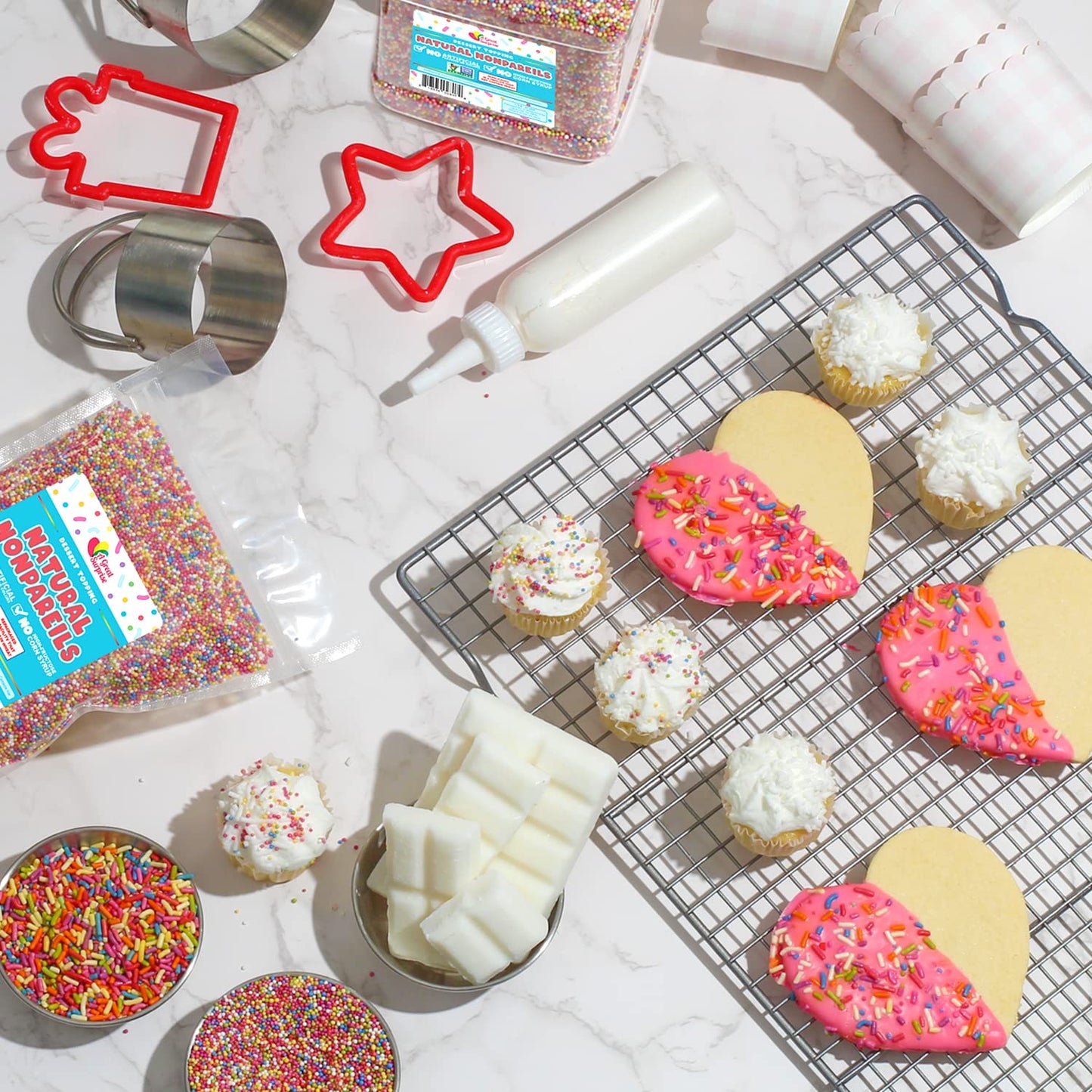 A Great Surprise Dye-Free Rainbow Sprinkles - 1.6 Pounds - Natural Vegan Baking Toppings with No Artificial Dyes or Flavors - Non-GMO Jimmies