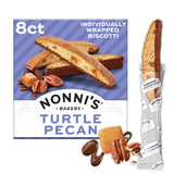 Nonni's Turtle Pecan Biscotti, Individually Wrapped Italian Cookie Snacks, 8 Servings (Pack of 1)