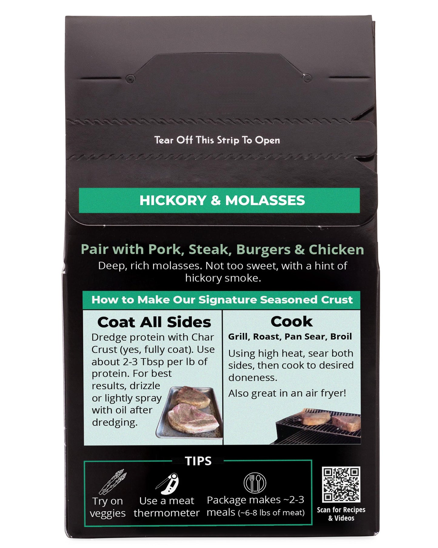 Char Crust Dry-Rub Seasonings Hickory & Molasses | All-in-one seasonings | Perfect for Burgers, Steak, Chicken, Salmon | Signature Crust that Seals in