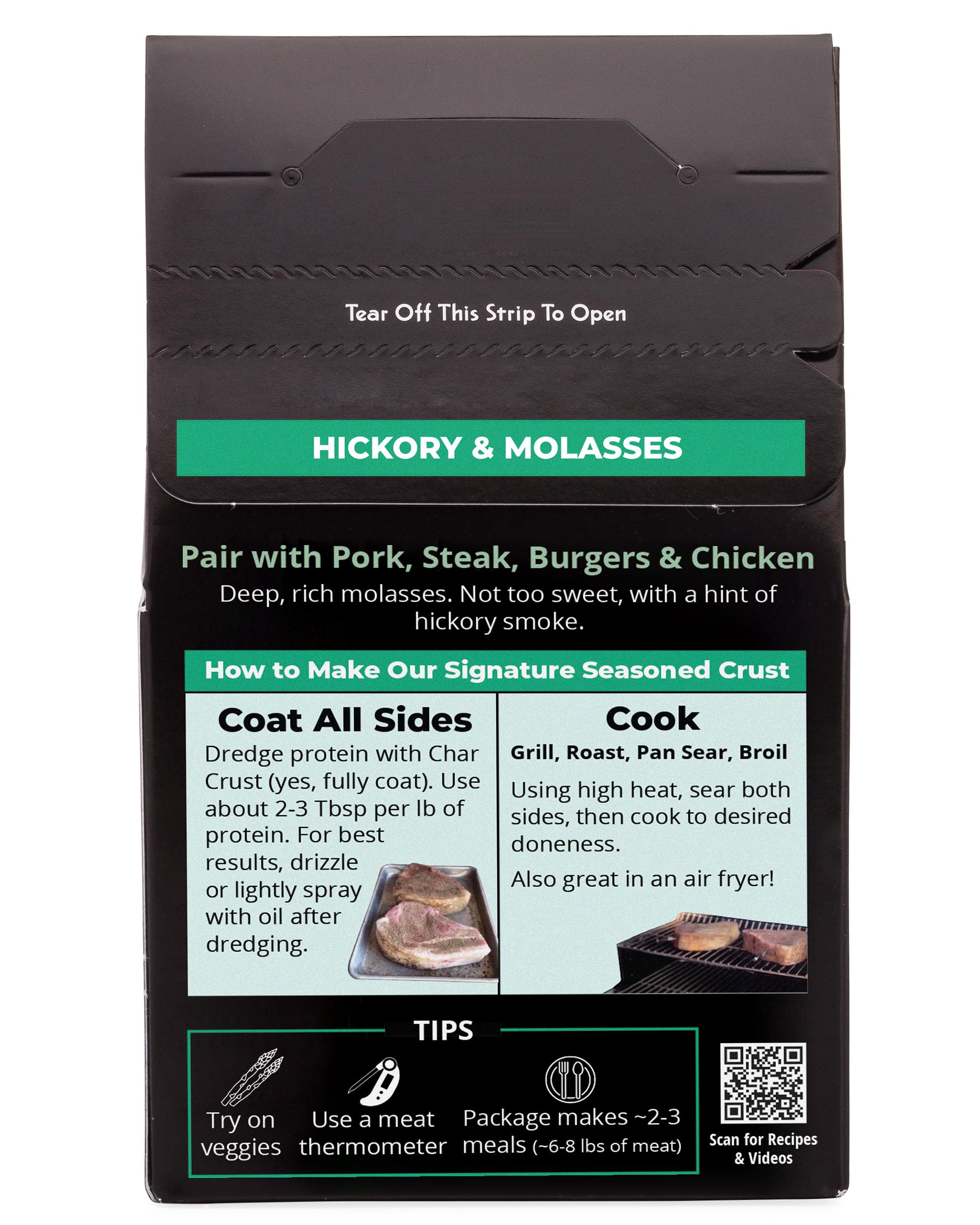 Char Crust Dry-Rub Seasonings Hickory & Molasses | All-in-one seasonings | Perfect for Burgers, Steak, Chicken, Salmon | Signature Crust that Seals in