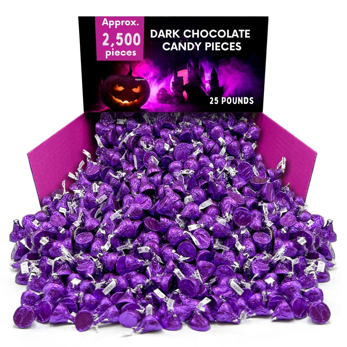 Foil Wrapped Dark Chocolate Candy Pieces Bulk Bag - 25 lb (Approx. 2500 pieces)