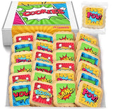 Superhero Cookies 24 Pack | Bulk Party Favors Birthday Party | Individually Wrapped | Pow Boom Bang Wow Treats Snacks