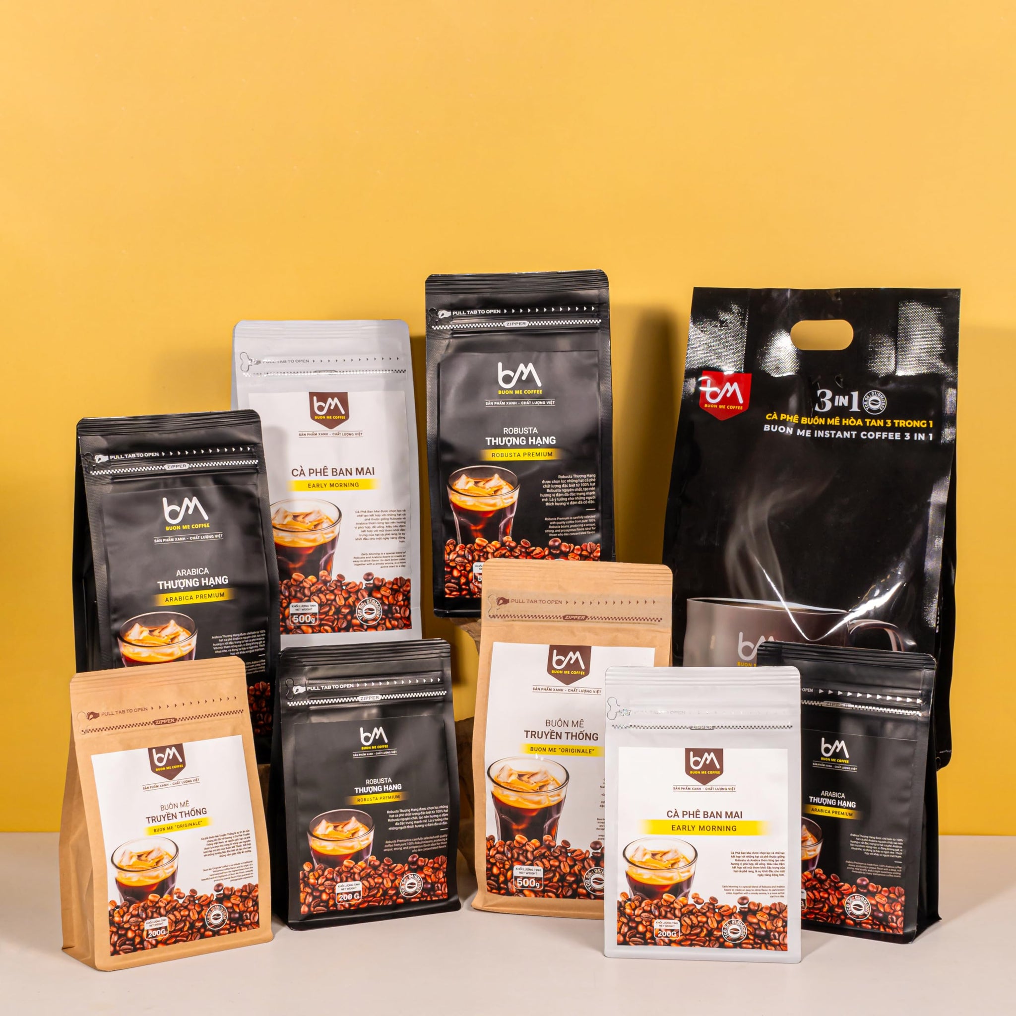 Buon Me Coffee Robusta & Arabica Blend Roasted Ground Coffee, Medium Roast, Smooth & Bold Vietnamese Coffee, 17.6oz Bag (Pack of 1)