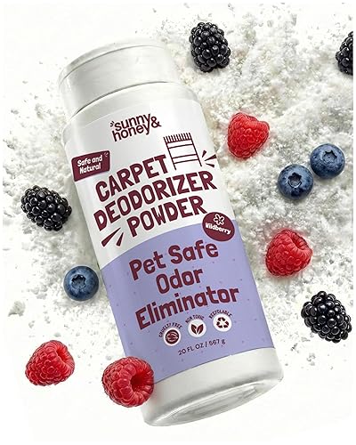 Sunny & Honey Carpet Deodorizer and Freshener Powder - Pet Safe Rug Refresher for Vacuuming - Berry Odor Eliminator for Strong Odor and Pet Urine (20