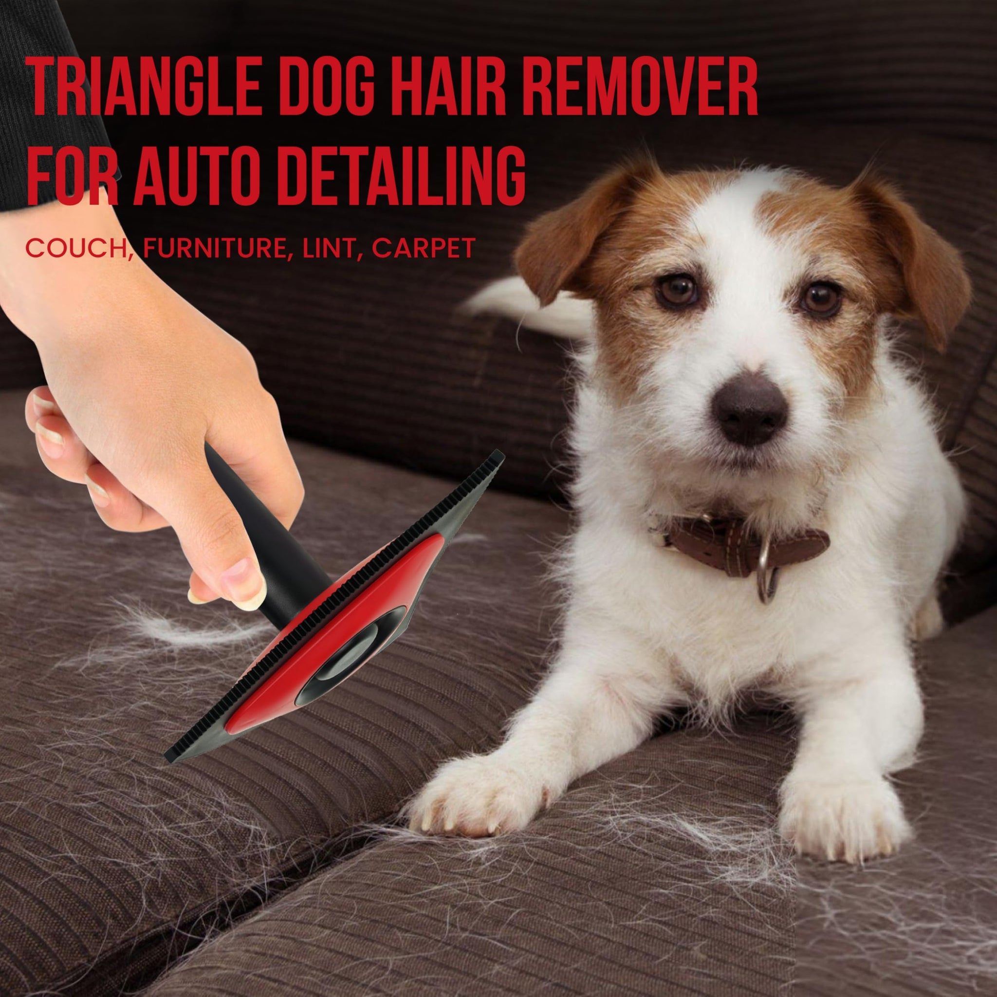 Triangle Pet Hair Remover with 3 Cleaning Modes- Innovative Dog Hair Remover for Car, Clothes, Carpet, & Furniture- Ergonomic Lint Remover for Couch