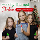 60 Pack Christmas Lollipops - Individually Wrapped Christmas Holiday Themed Hat And Tree Lollipops - Colorful Red & Green Designs & Delicious Flavor