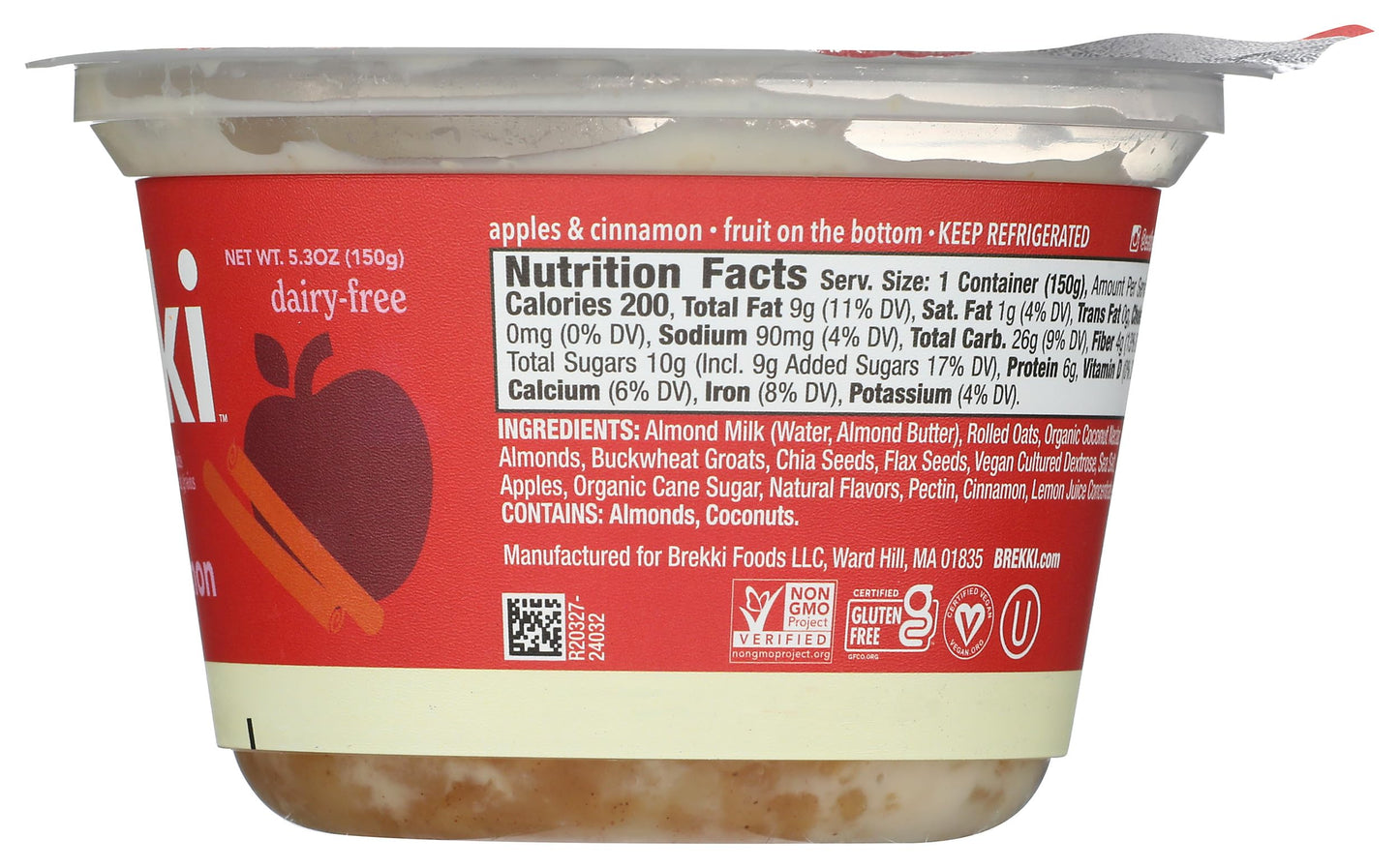 Brekki, Oats Overnight Apples And Cinnamon, 5.3 Ounce