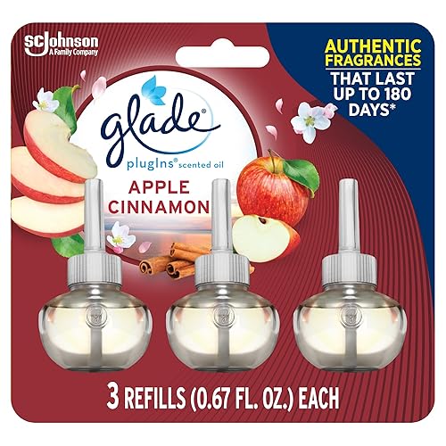 Glade PlugIns Refills Air Freshener, Scented and Essential Oils for Home and Bathroom, Apple Cinnamon, 2.01 Fl Oz, 3 Count