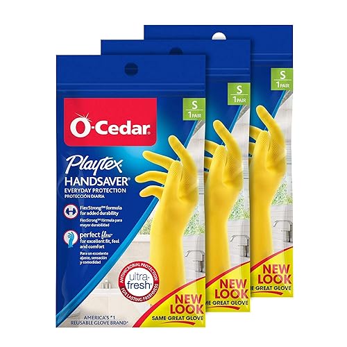 Playtex HandSaver Reuseable Rubber Cleaning Gloves (Small, 3 Pairs), Everyday Protection Reusable Household Gloves. (Pack of 3)