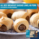 Teton Waters Ranch Breakfast Sausage Links, 100% Grass-Fed Beef, Fully Cooked Breakfast Sausage, Frozen, No Sugar Added, No Nitrites or Nitrates