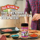 ASS KICKIN' Hot & Spicy Garlic Salt - 4oz. Shaker Jar - Perfect Flavored Salt for Popcorn Seasoning, Margarita Salt and French Fry Seasoning - Premium