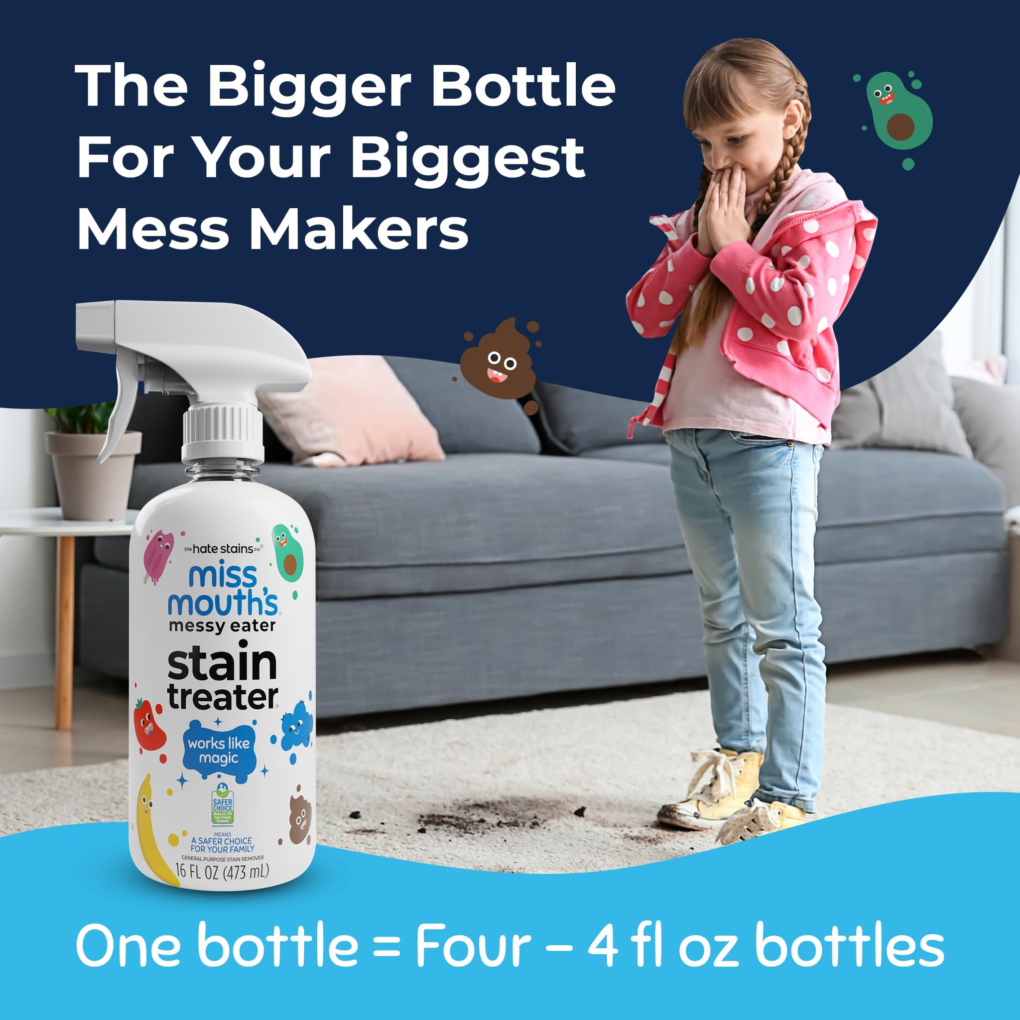 Miss Mouth's Messy Eater Stain Treater Spray - 16oz Stain Remover - Newborn & Baby Essentials - No Dry Cleaning Food, Grease, Coffee Off Laundry