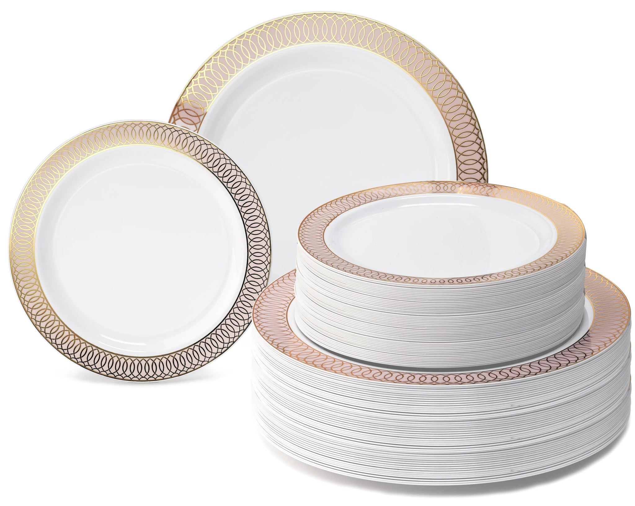 " OCCASIONS " 120 Plates Pack,(60 Guests) Premium Premium Wedding Party Disposable Plastic Plates Set -60 x 10'' Dinner + 60 x 7.5'' Salad/Dessert
