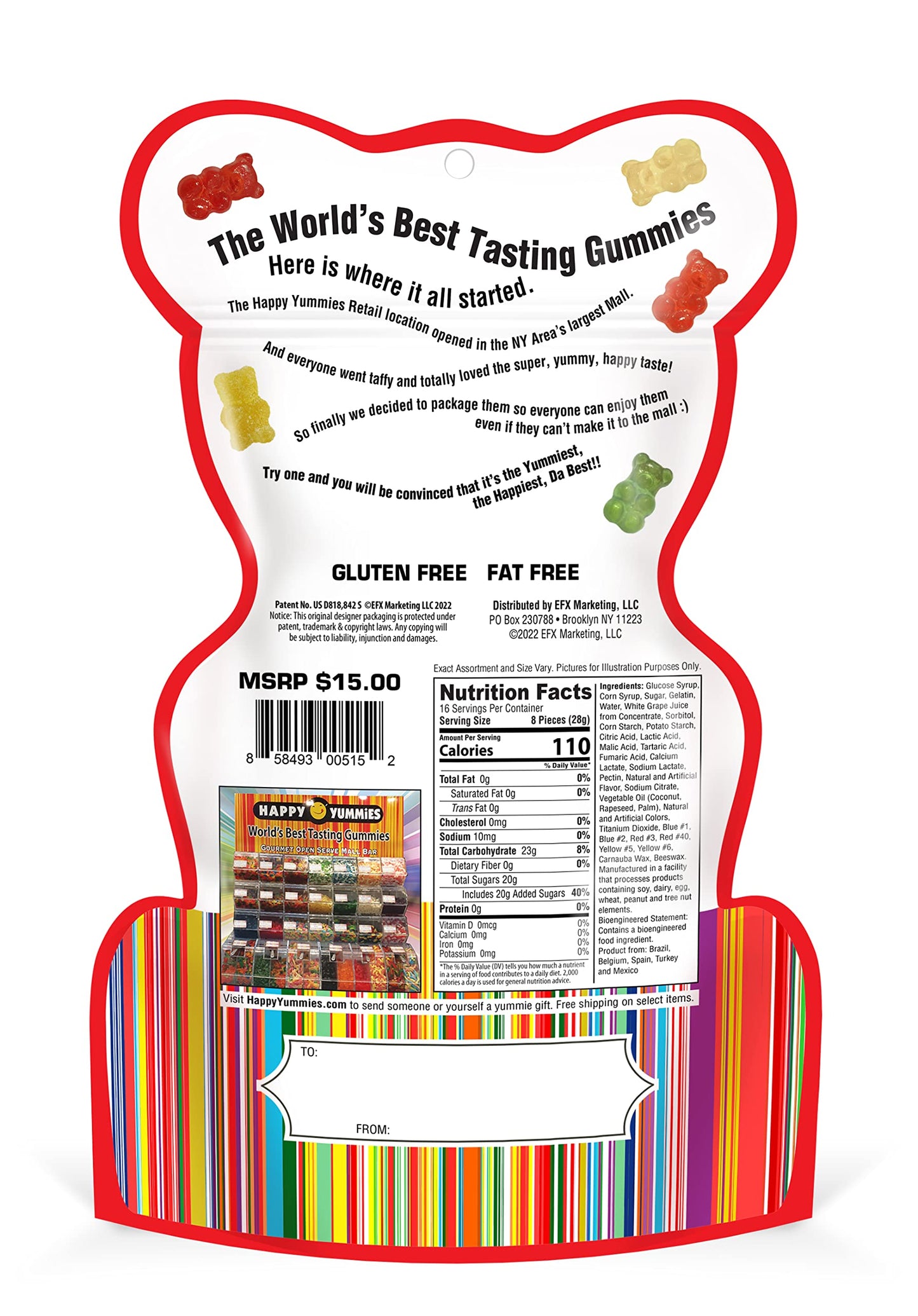 Happy Yummies Worlds Best Tasting Gourmet Gummies 21 Flavor Super bear Assortment 16oz