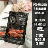 Bearded Butchers Natural Hog Casings 32-35mm - Pre-Flushed, Edible Sausage Casing for 25-30 lbs of Meat - Resealable Bag for Easy Storage - Bratwurst