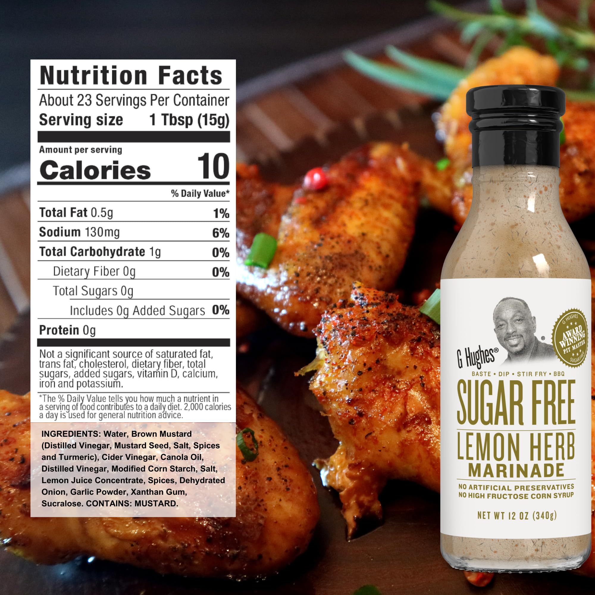 G Hughes Sugar Free, Assorted Marinades - Gluten Free, Sugar Free Sauces and Marinades Gift Sets, Marinades for Meats, (1) Lemon Herb 12oz bottle (1)