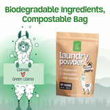 Green Llama Eco-Friendly Laundry Powder, (3-Pack) - Hypoallergenic, 180 Loads Total, Safe for Sensitive Skin, Biodegradable Ingredients, Compostable
