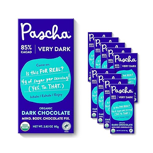Pascha Dark Chocolate, Organic, 85% Cacao 2.82 oz (Pack of 10)