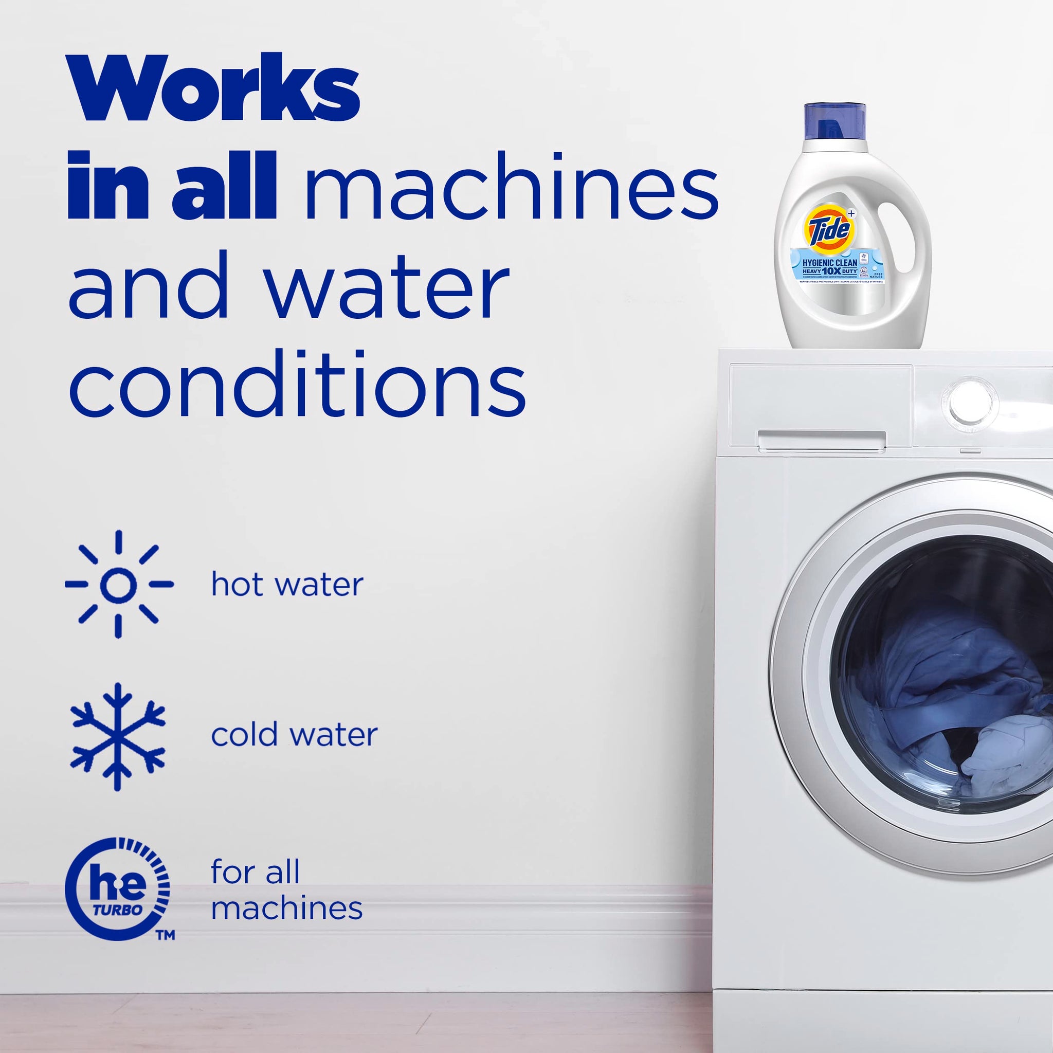 Tide Hygienic Clean Heavy Duty 10x Free Liquid Laundry Detergent, Unscented Scent, 149 fl oz, 106 Loads, HE Compatible